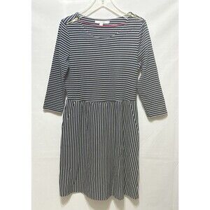 Boden Womens 10R Blue Striped Midi Cotton Dress